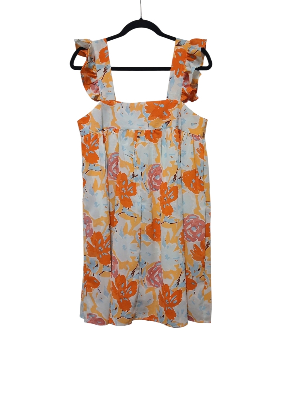 Hudson Gray Women's Colorful Floral Print Ruffled Straps Mini Dress-Size Small